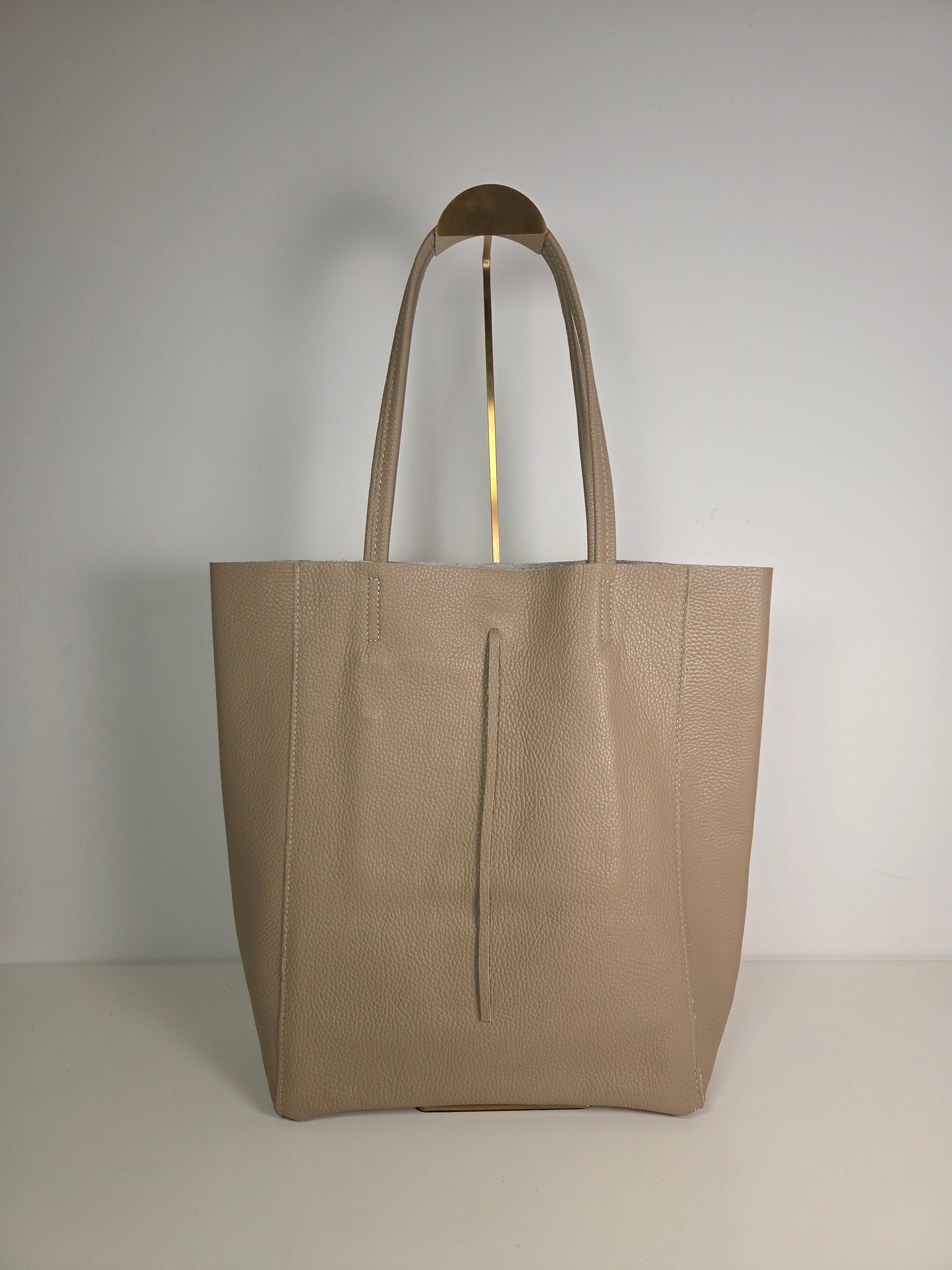 Shopper Grande Taupe - 100% Italiaans leer