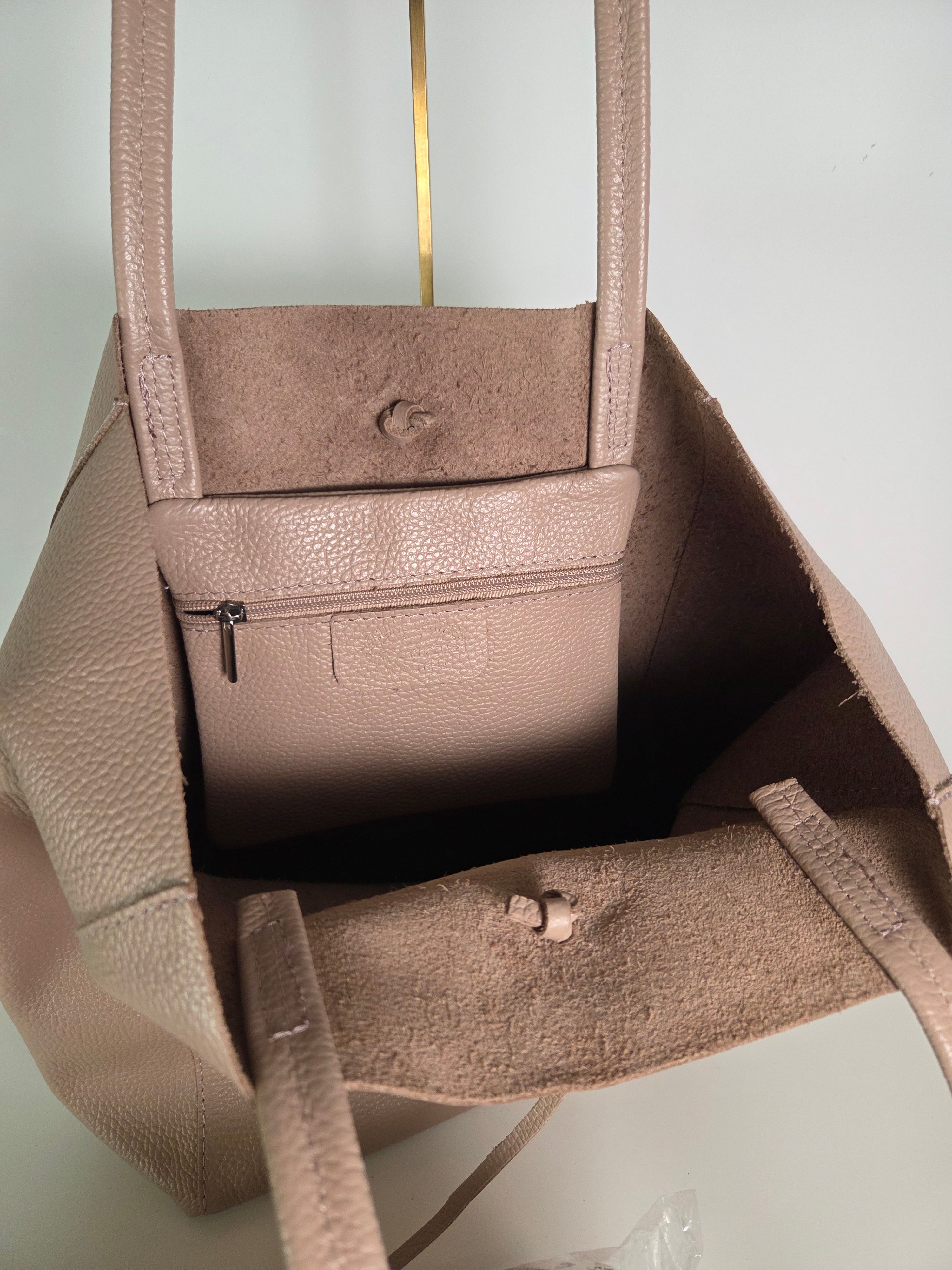 Shopper Grande Rosa Nude - 100% Italiaans leer