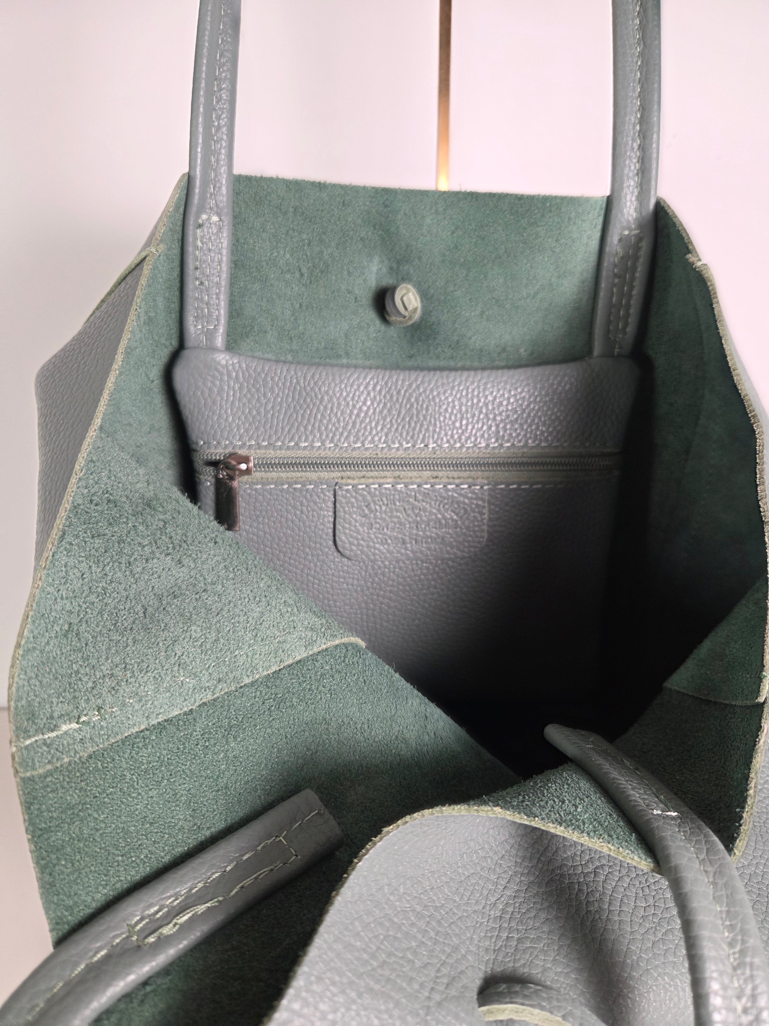Shopper Grande Salvia - 100% Italiaans leer