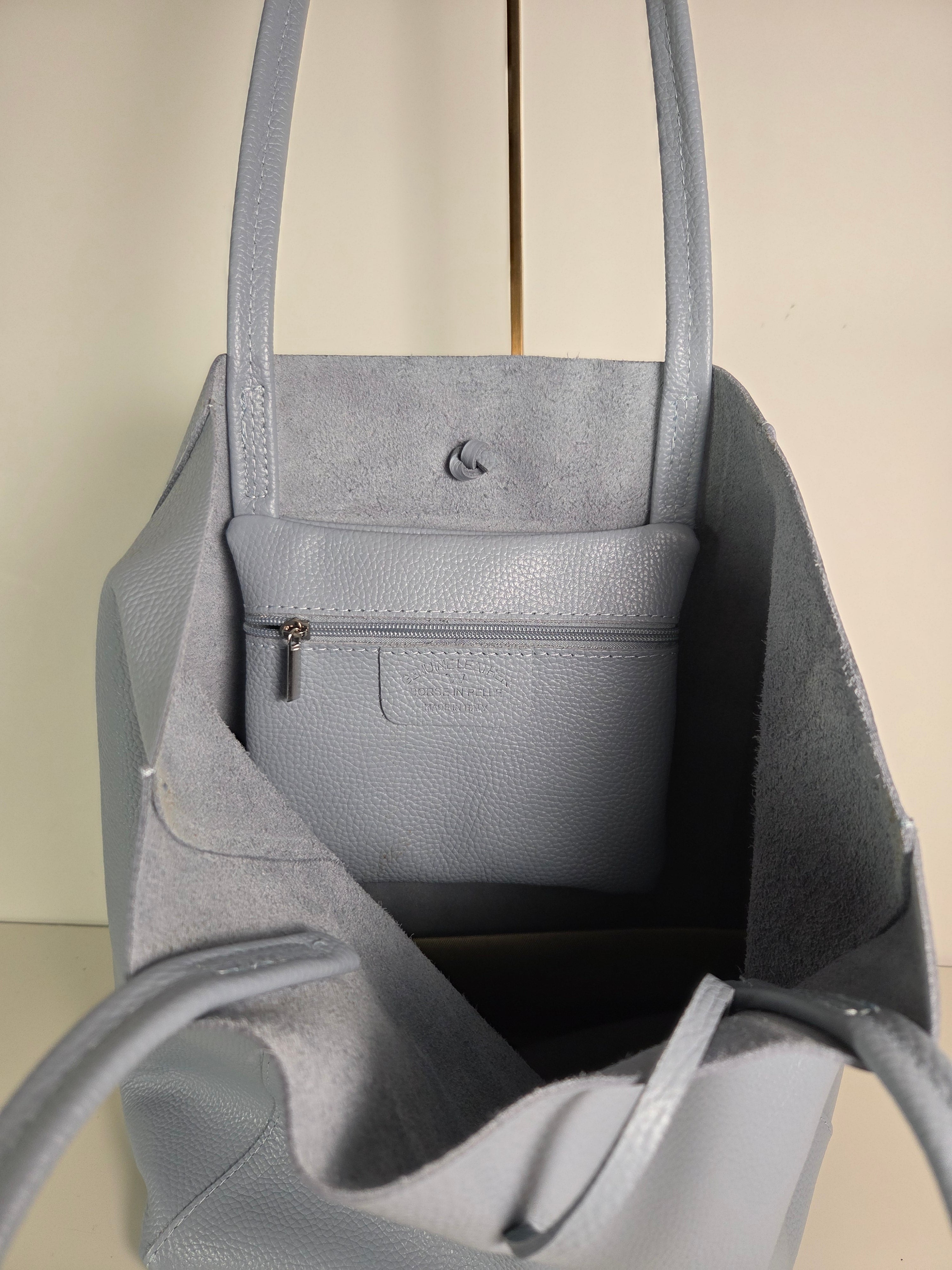 Shopper Grande Baby Blue - 100% Italiaans leer