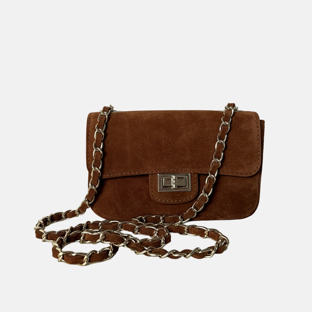 Rosa Suede - Leren Schoudertas met ketting