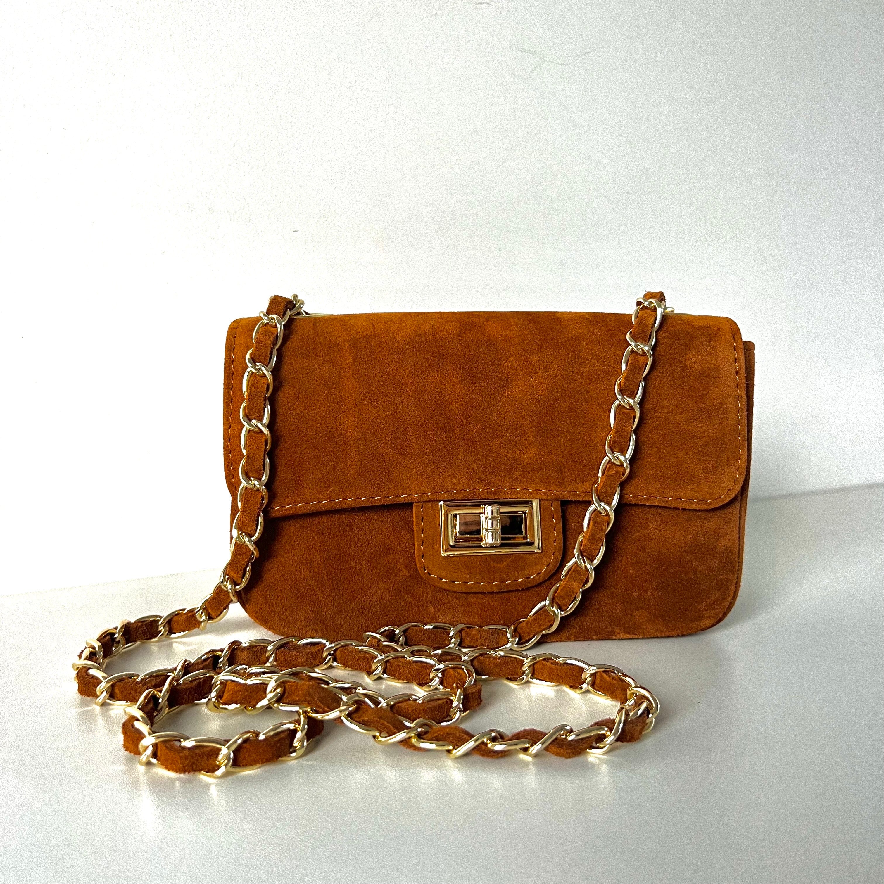 Rosa Suede - Leren Schoudertas met ketting