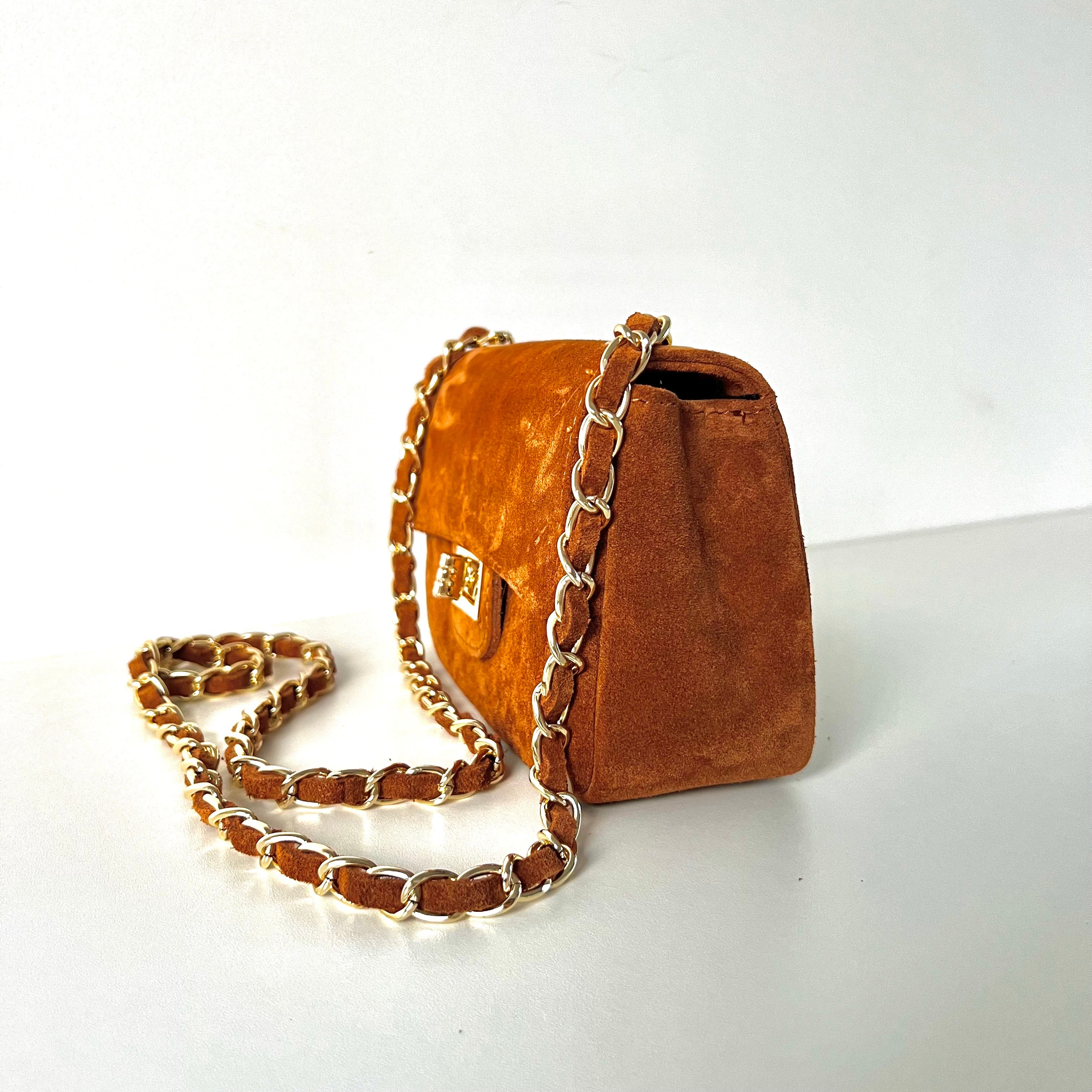 Rosa Suede - Leren Schoudertas met ketting