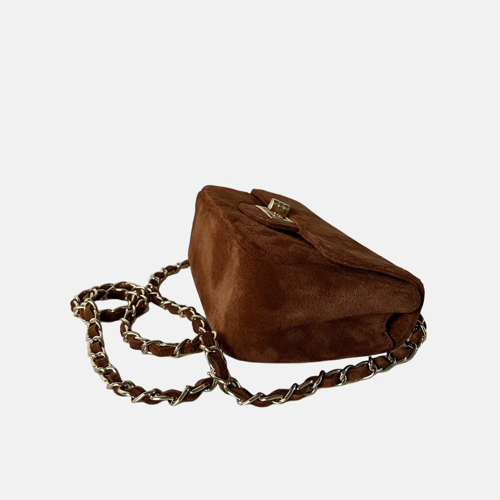 Rosa Suede - Leren Schoudertas met ketting