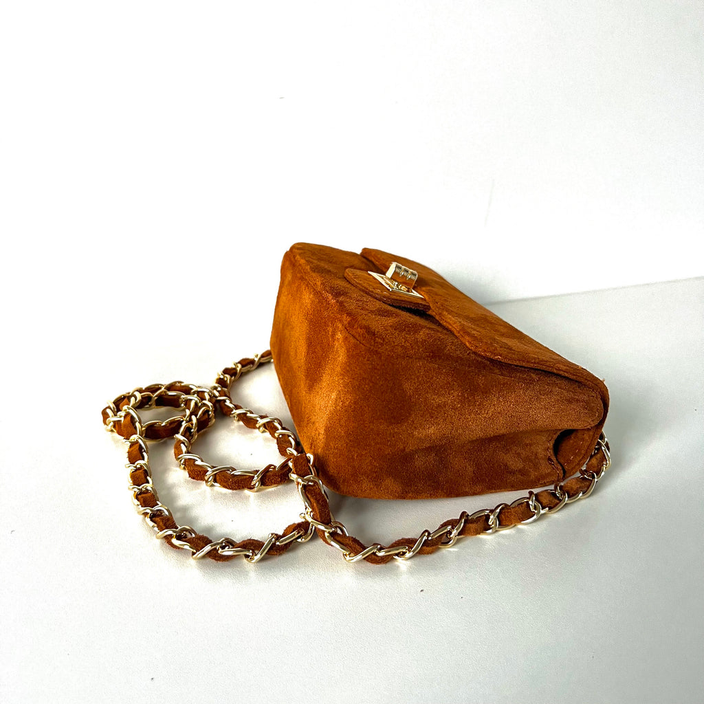 Rosa Suede - Leren Schoudertas met ketting