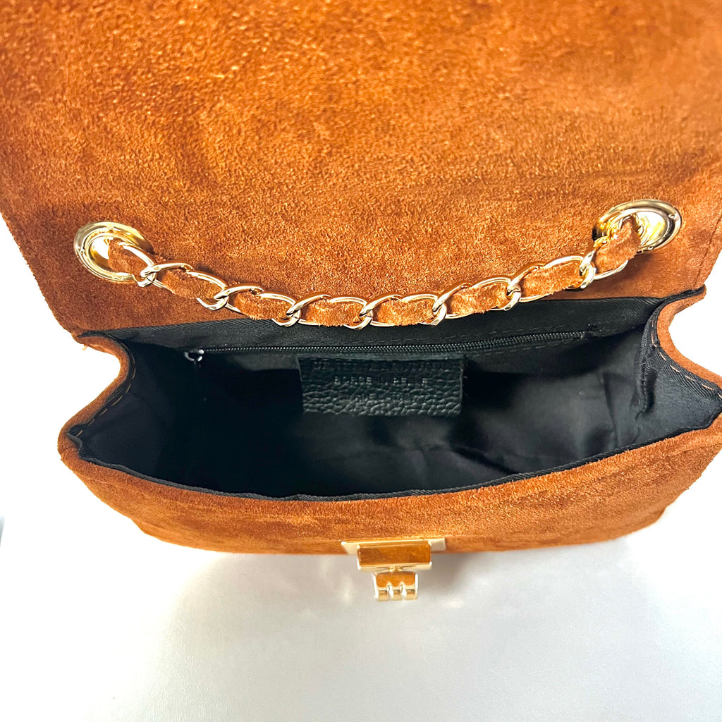 Rosa Suede - Leren Schoudertas met ketting