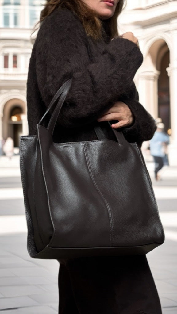 Leren Shopper - 100% Italiaans Leer - Ruim & Tijdloos