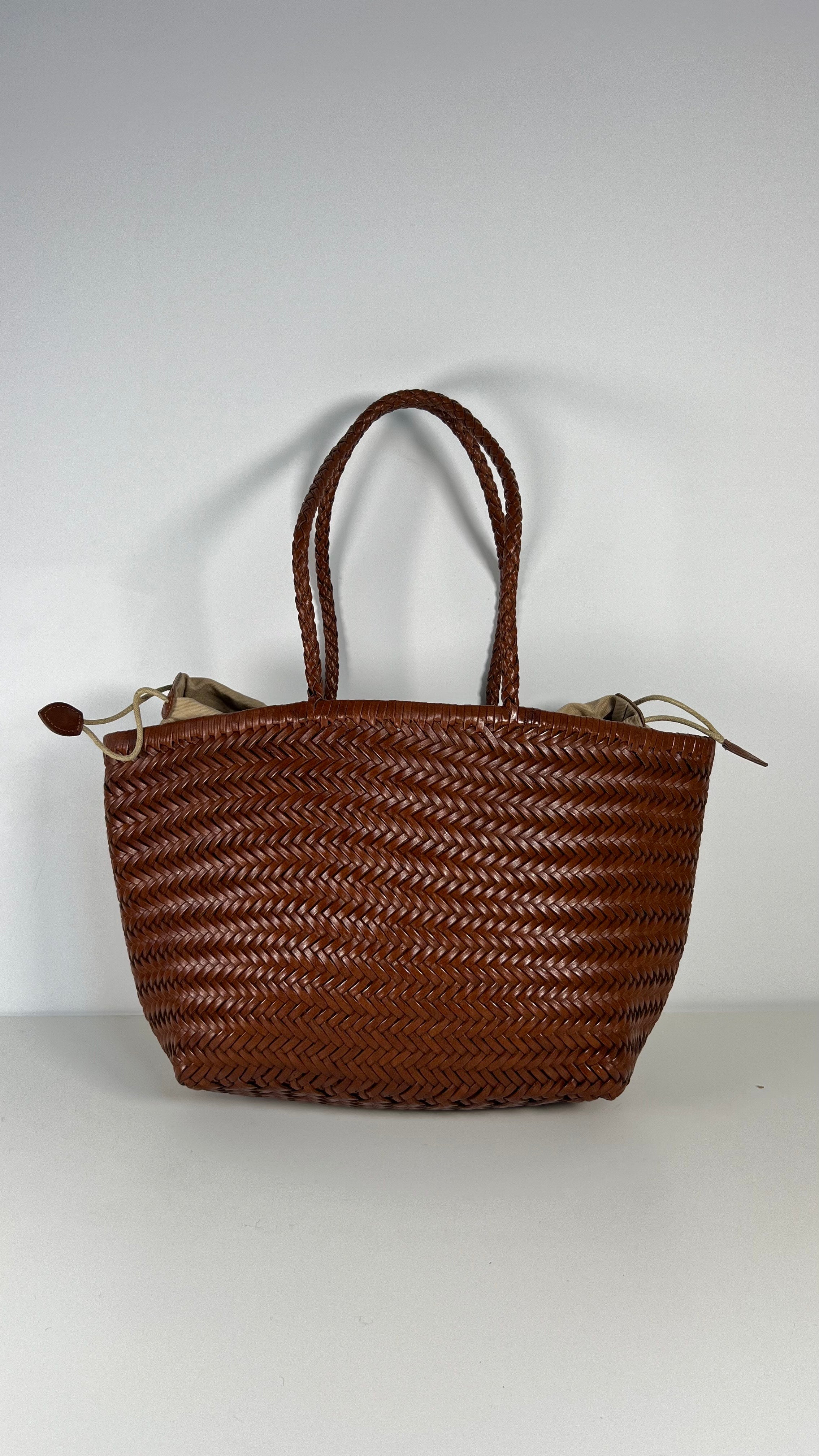 Lederen gevlochten Shopper - 100% Natuurleer - Medium formaat