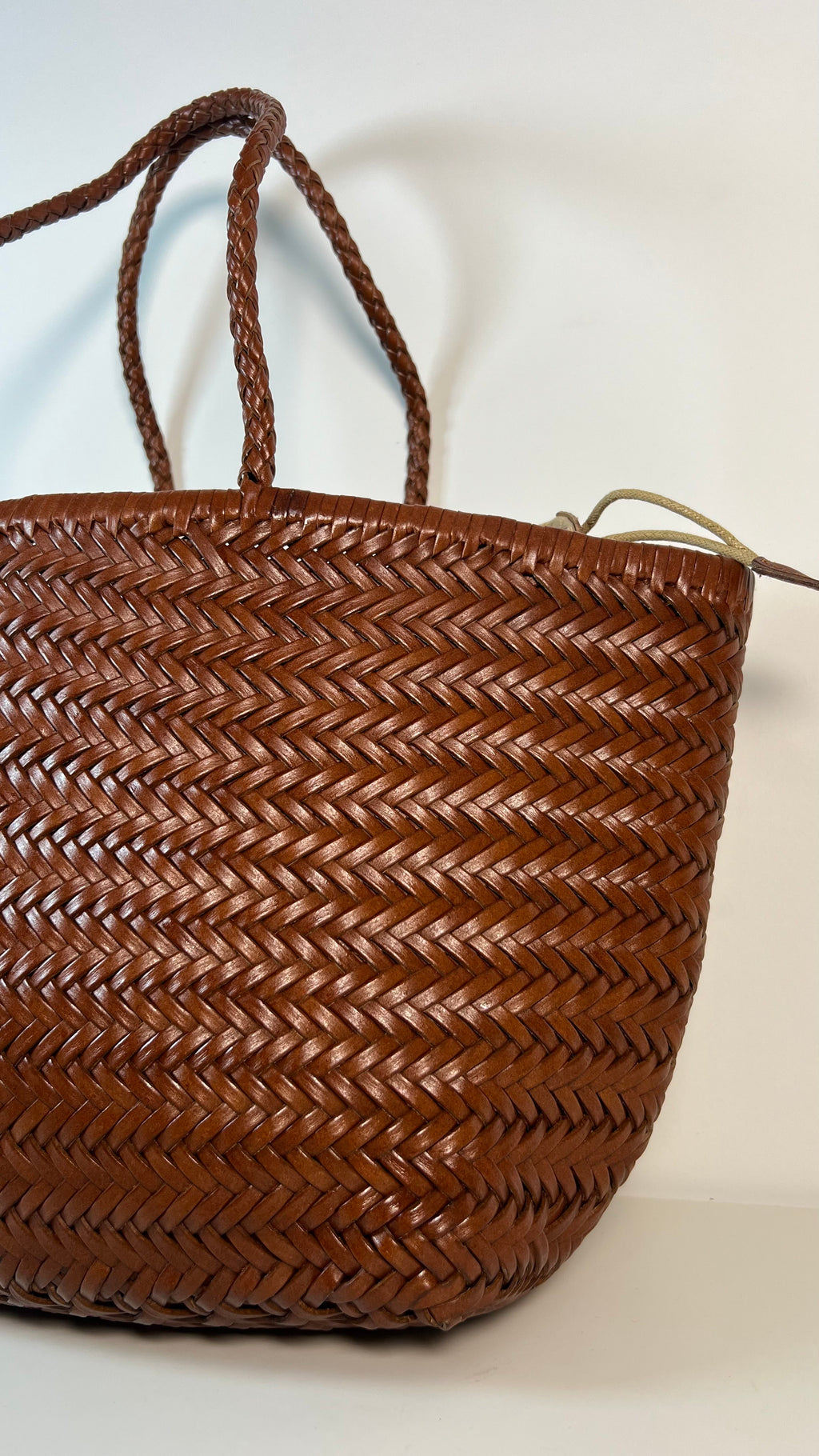 Lederen gevlochten Shopper - 100% Natuurleer - Medium formaat