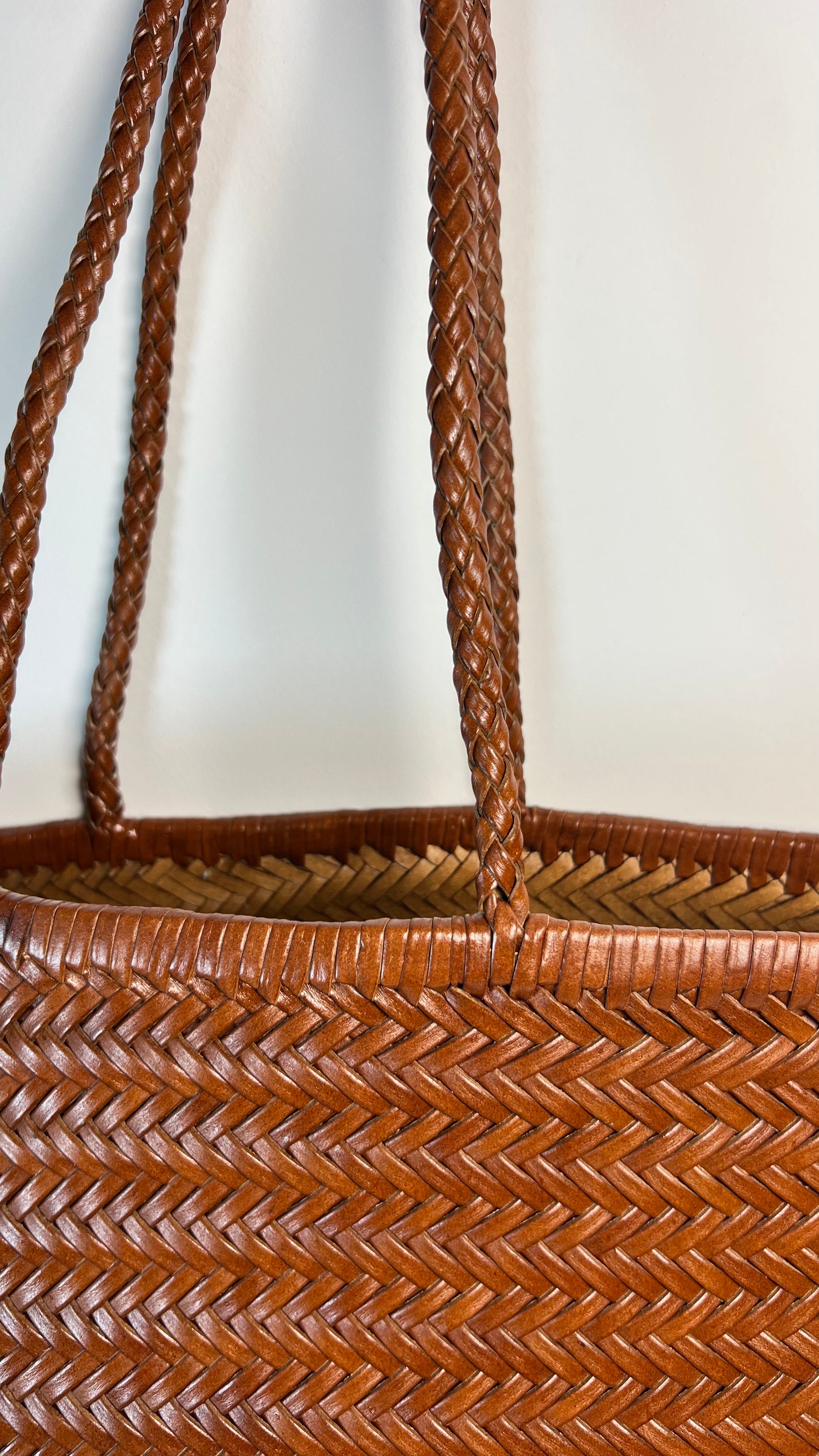 Lederen gevlochten Shopper - 100% Natuurleer - Medium formaat