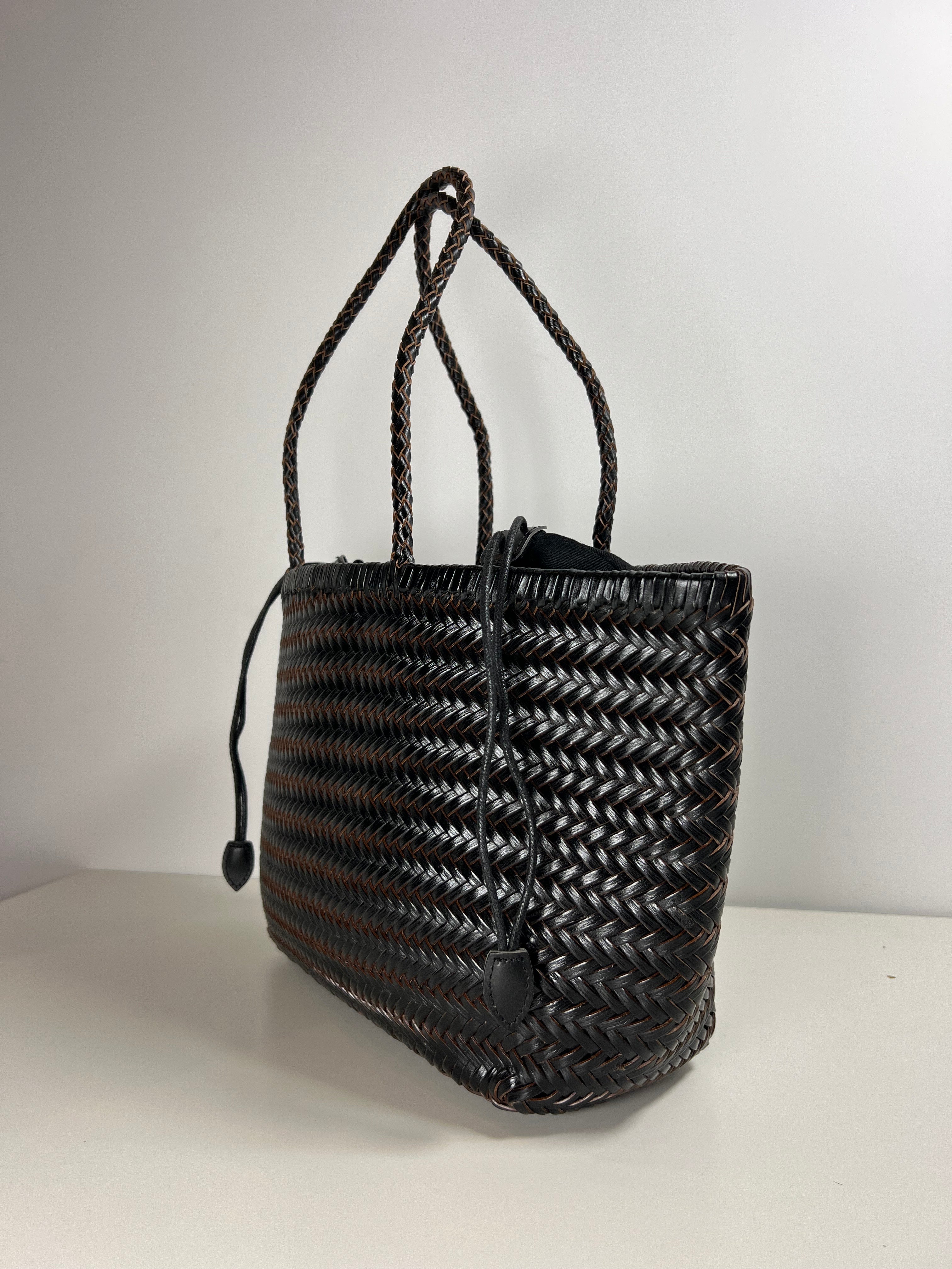 Lederen gevlochten Shopper - 100% Natuurleer - Medium formaat