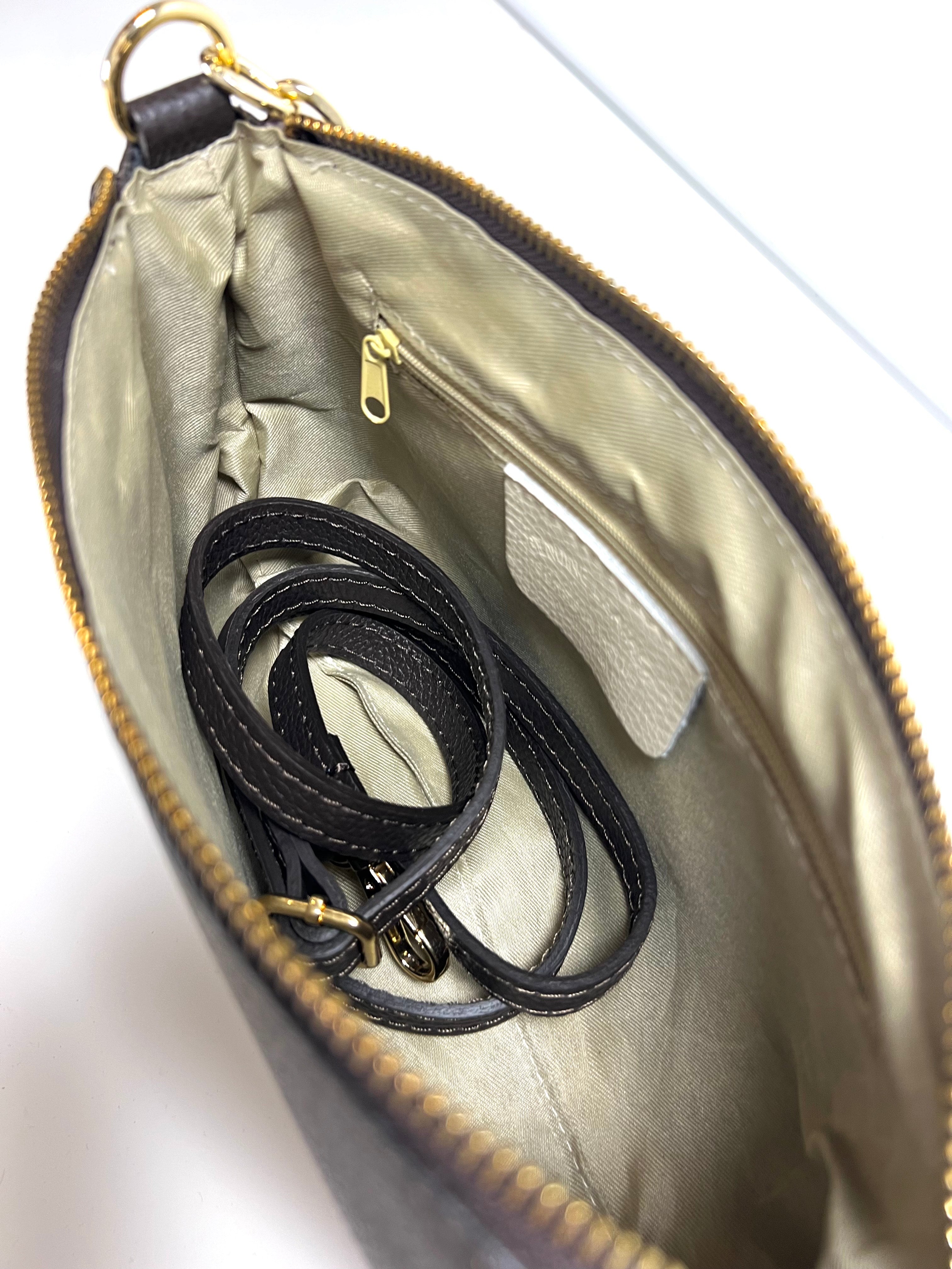 Kleine Leren Schoudertas met Gouden Ketting