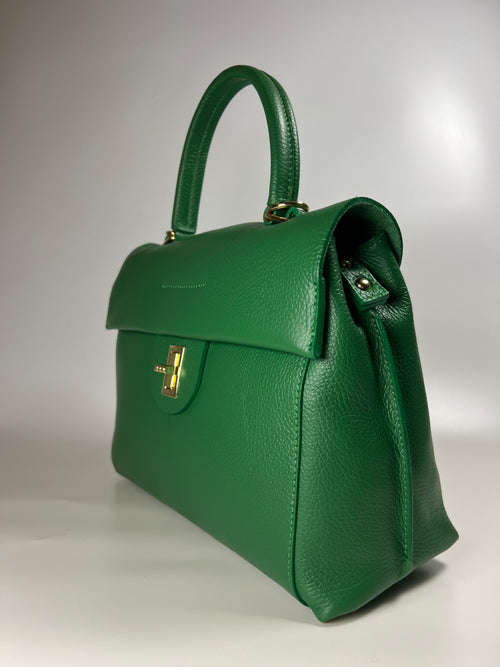 Elegante leren handtas in moderne rechte vorm