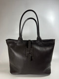 Medium leren shopper - coffee
