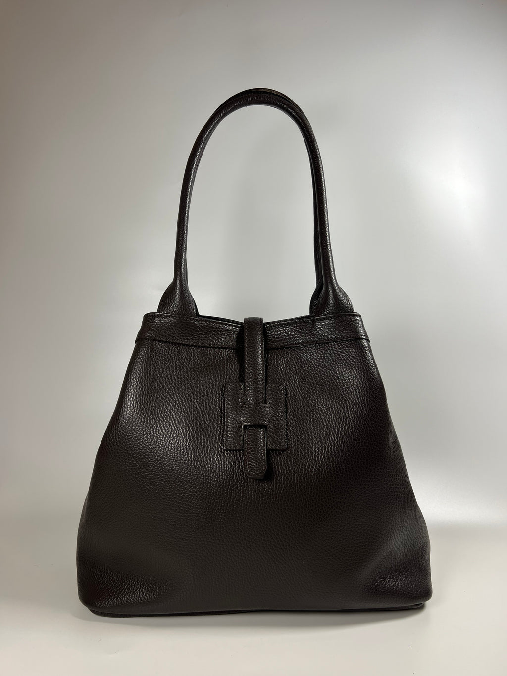 Medium leren shopper - coffee
