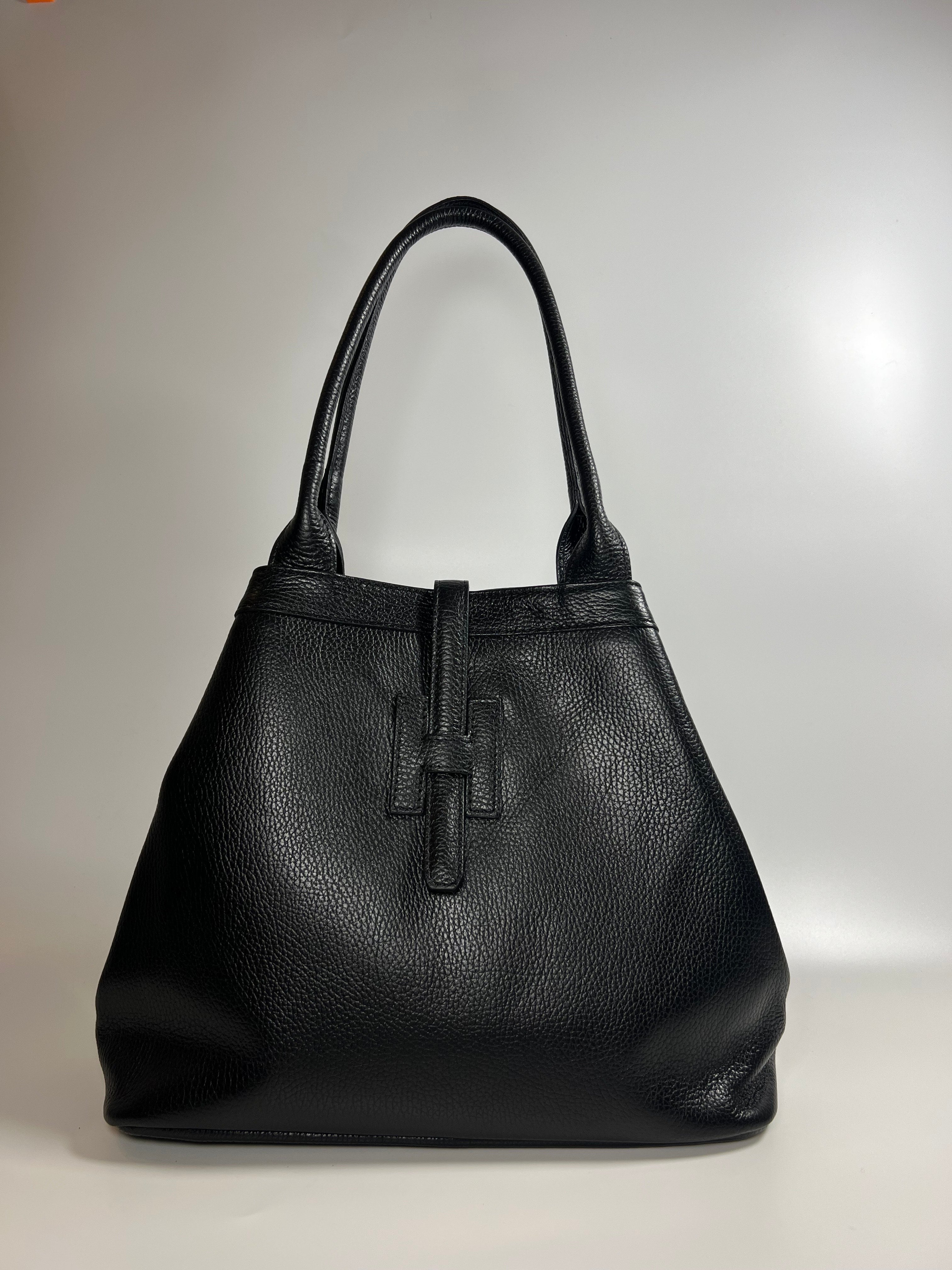 Medium leren shopper met verfijnd design