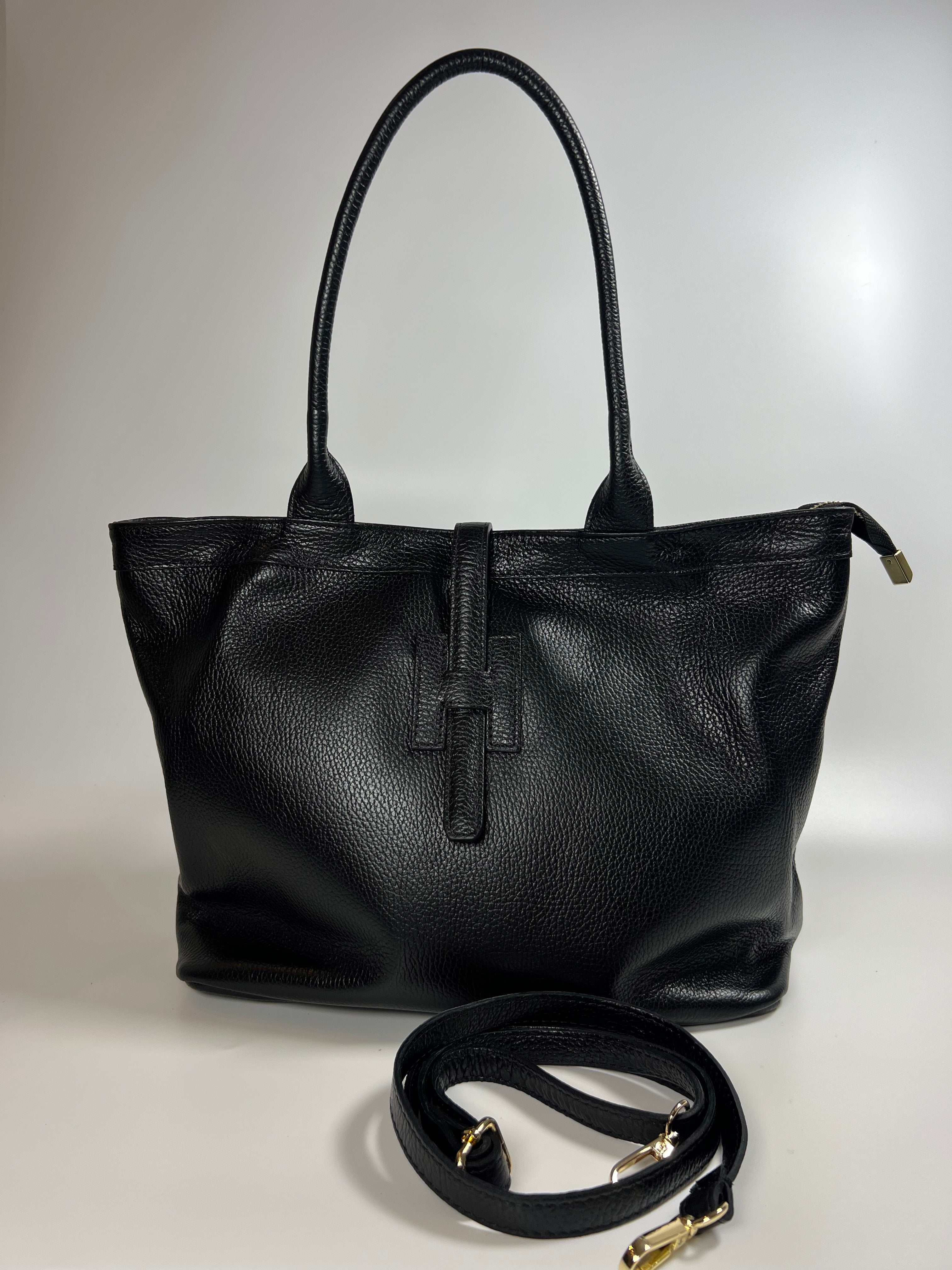 Medium leren shopper met verfijnd design