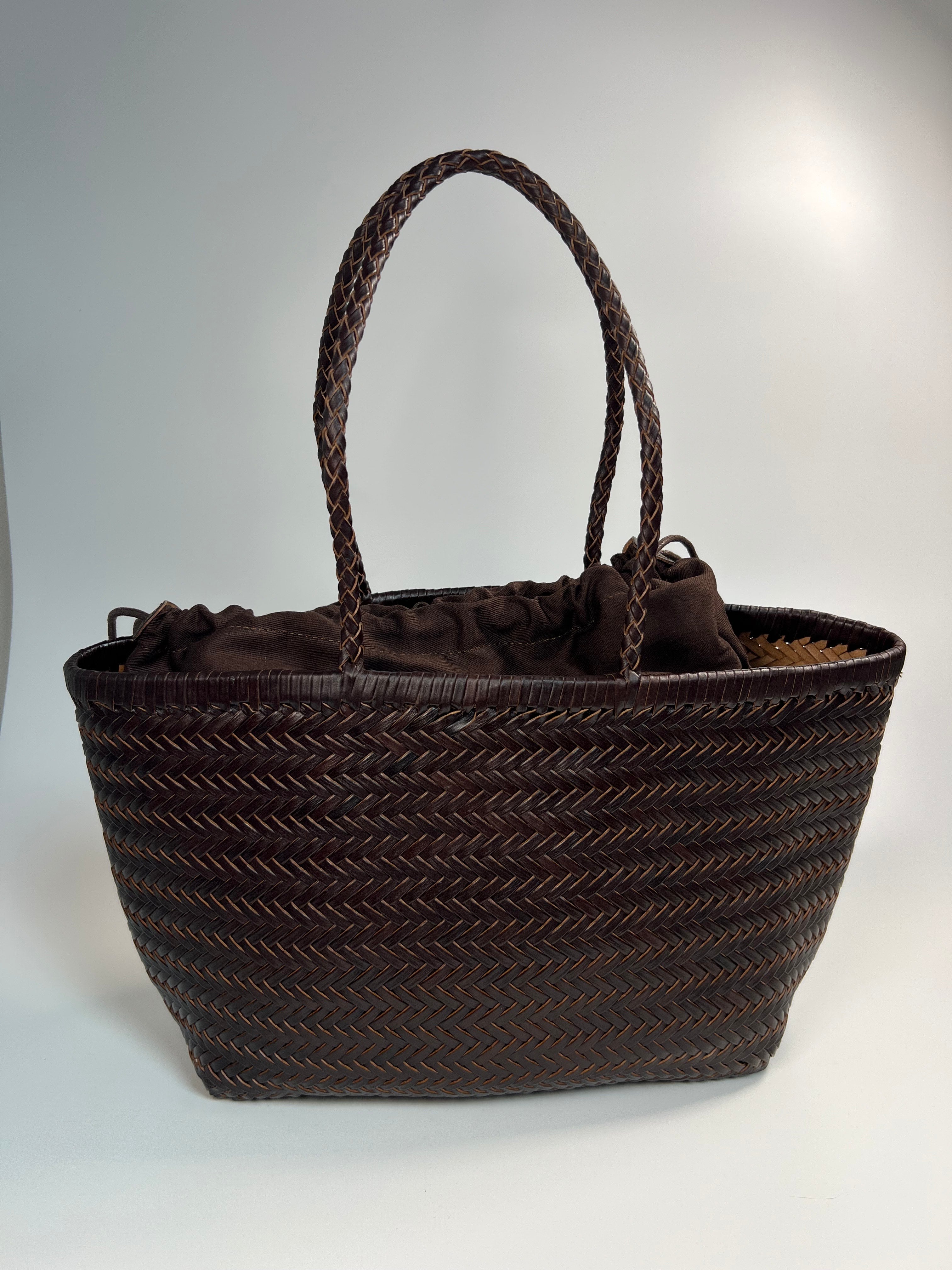 Lederen gevlochten Shopper - 100% Natuurleer - Medium formaat