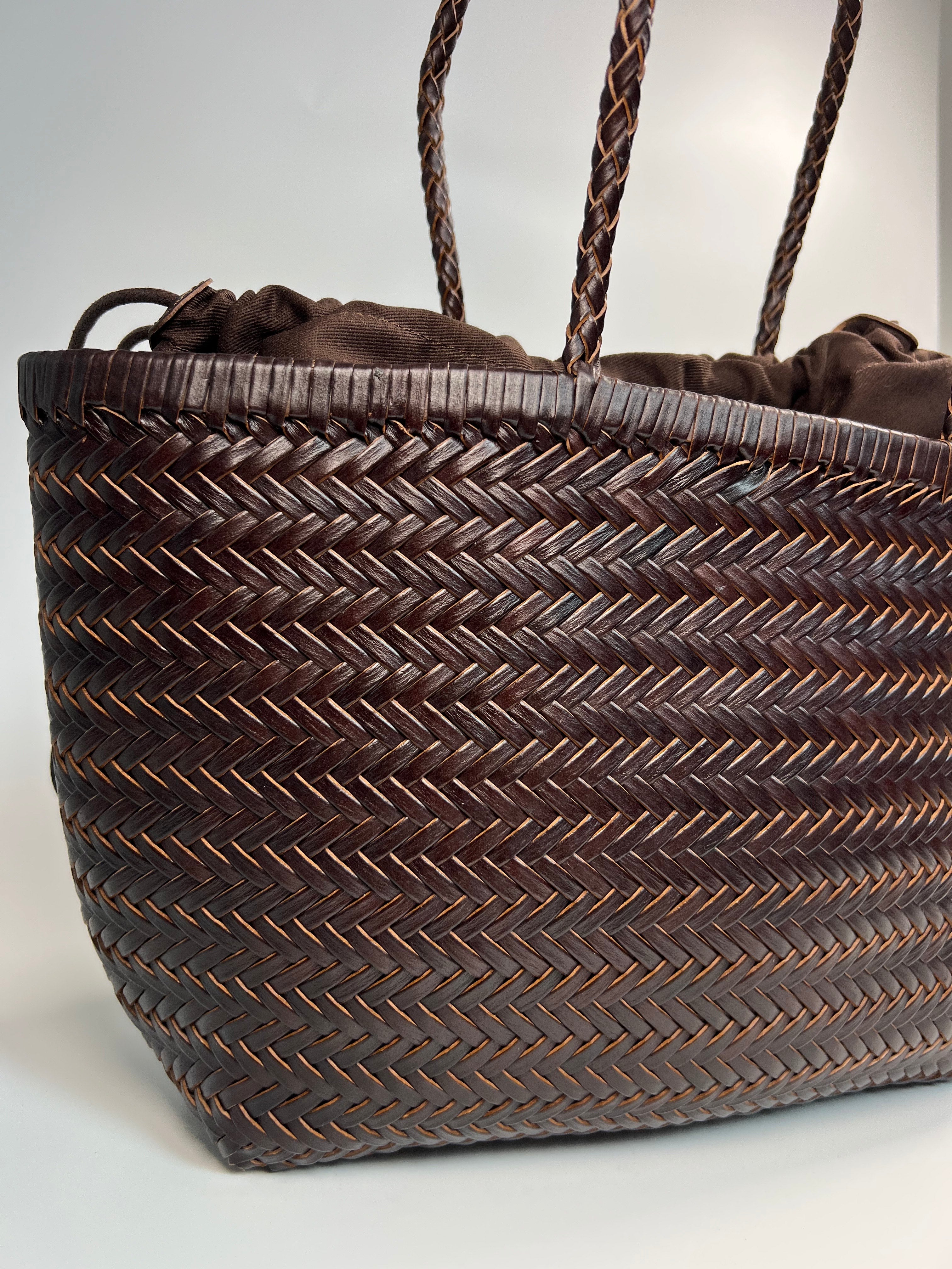 Lederen gevlochten Shopper - 100% Natuurleer - Medium formaat