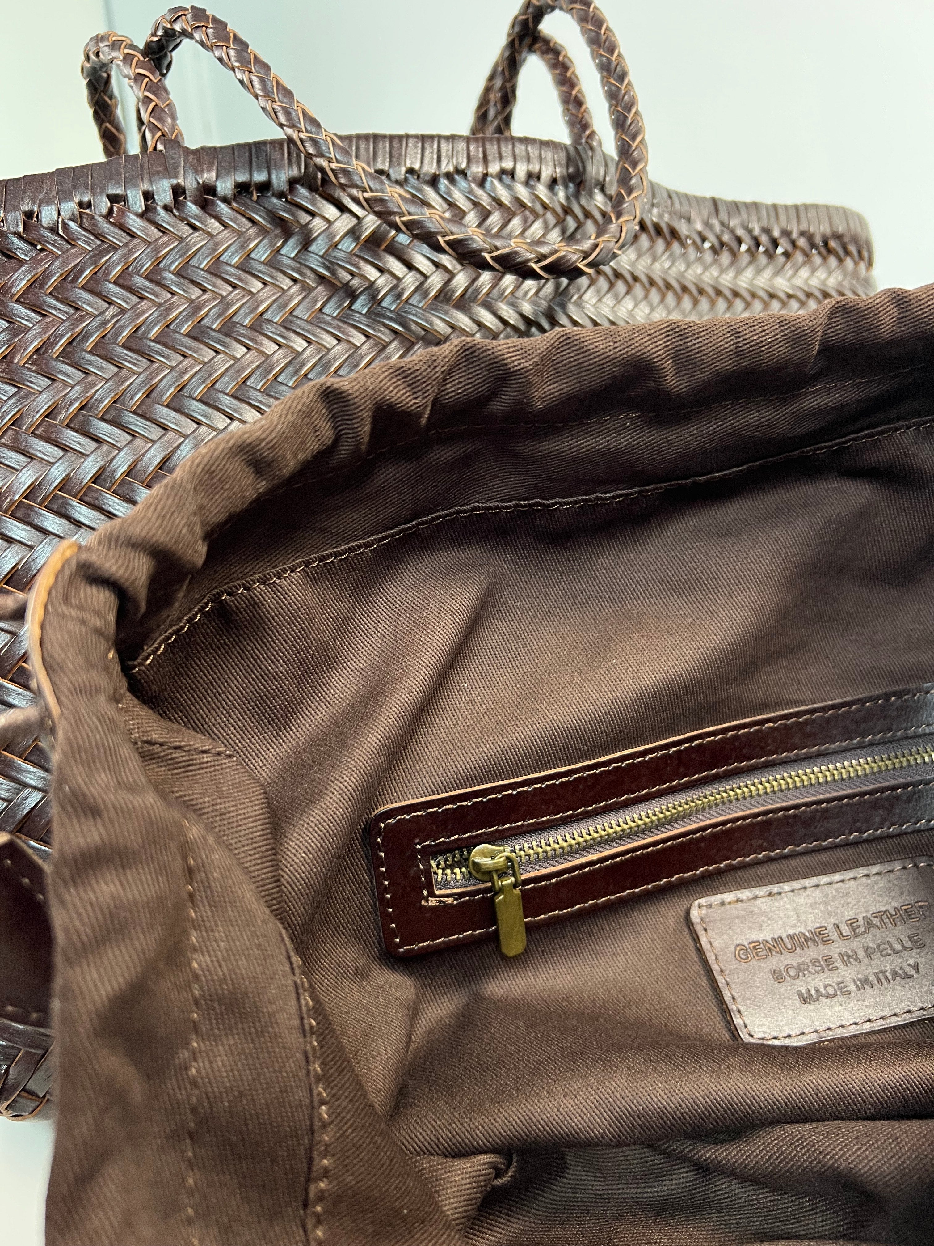 Lederen gevlochten Shopper - 100% Natuurleer - Medium formaat