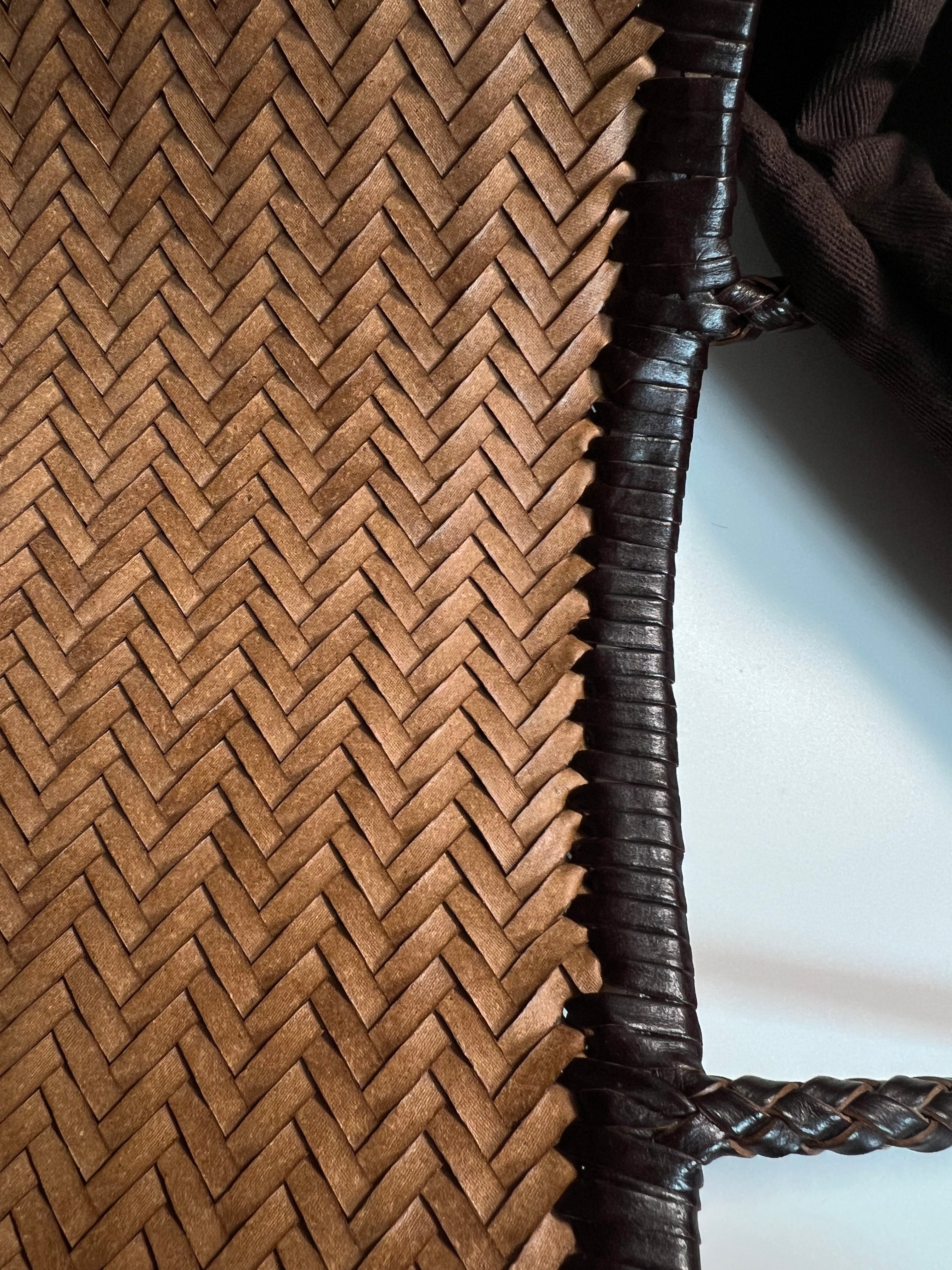 Lederen gevlochten Shopper - 100% Natuurleer - Medium formaat