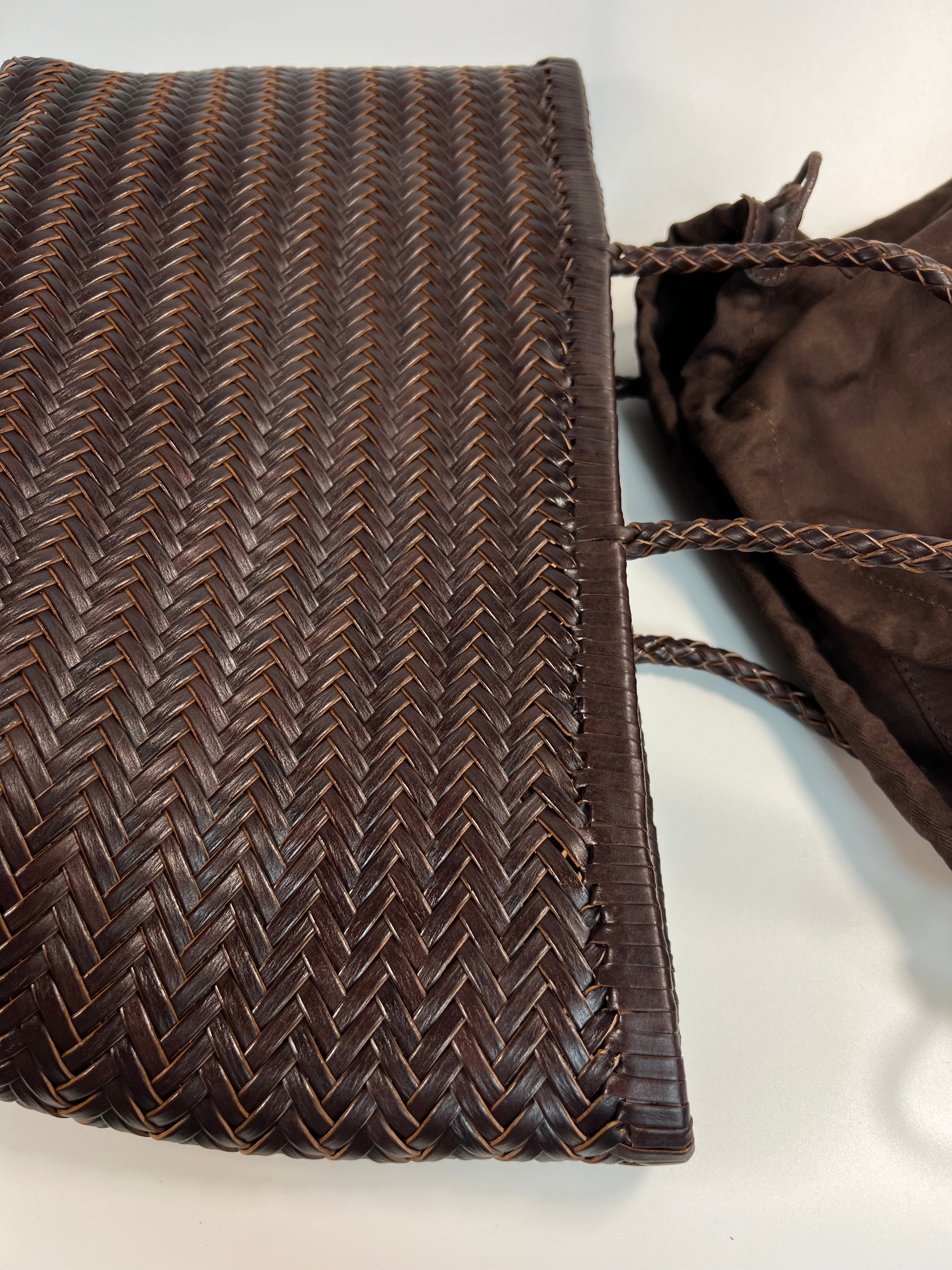 Lederen gevlochten Shopper - 100% Natuurleer - Medium formaat