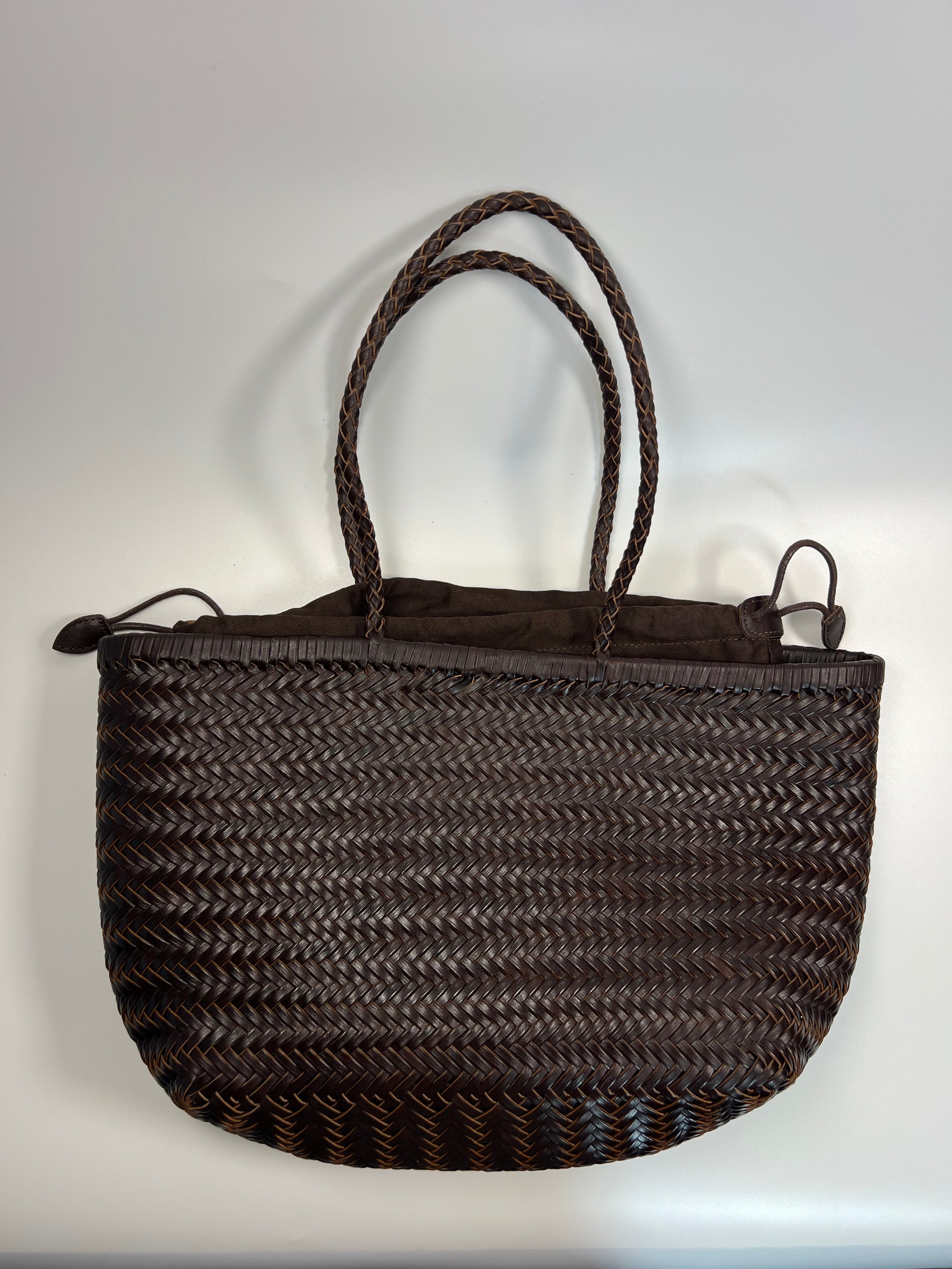 Lederen gevlochten Shopper - 100% Natuurleer - Medium formaat