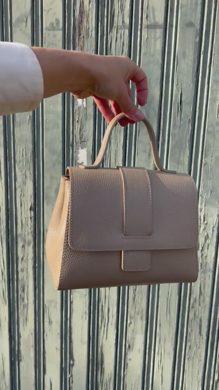 Leren Handtas - Taupe